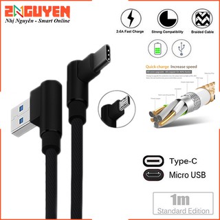 Cáp Sạc Và Truyền Dữ Liệu Cổng MicroUSB, Type C Thiết Kế Góc Vuông Độc Đáo