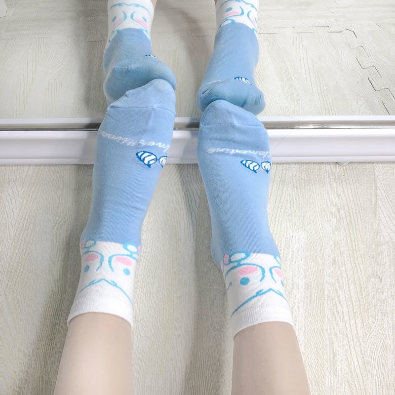Vớ Thể Thao Cổ Vừa In Họa Tiết Hoạt Hình Chú Chó Cinnamon Kiểu Nhật Bản Dễ Thương Cho Bé Gái