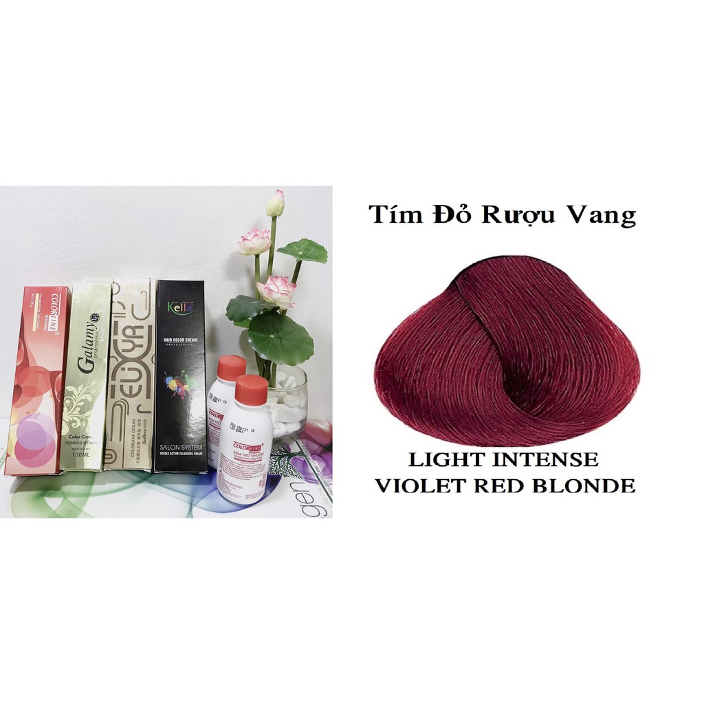 Kem Nhuộm Tóc Màu Đỏ Tím Sáng Rượu Vang + Kèm Trợ Nhuộm Light Violet Red Hair Coloring Cream