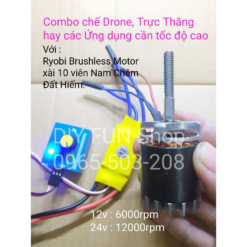 Động cơ 3 pha Tốc độ cao, Tháo máy Nhật, chế Drone