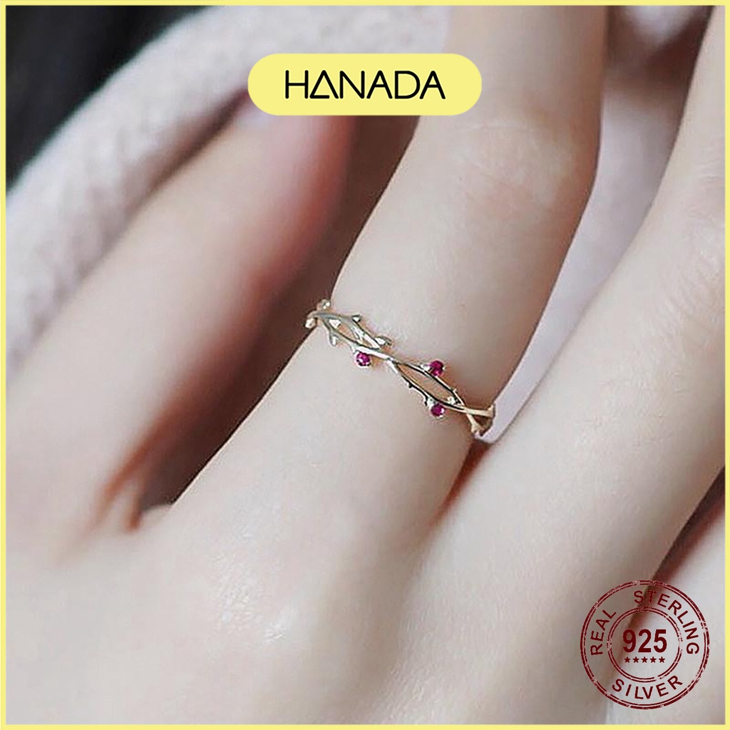 Nhẫn Bạc 925 Hanada Hoa Hồng 0062 L7