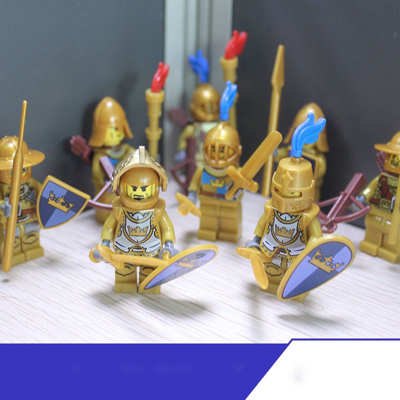 Minifigures LOJO AX-9802 - Lính trung cổ hiệp sĩ giáp vàng - Đồ chơi xếp hình thông minh - Bộ sư tập