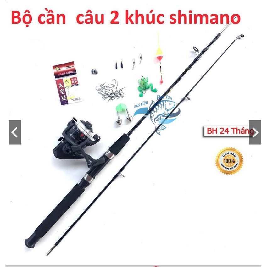 Bộ cần câu máy cần câu 2 khúc đặc kèm + máy câu 200 cuốn sẵn cước + full set phụ kiện