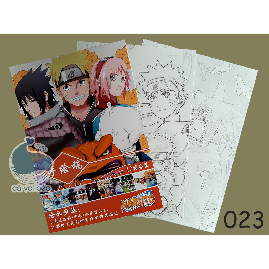 Tập bản thảo Naruto tranh phác họa, tô màu anime manga