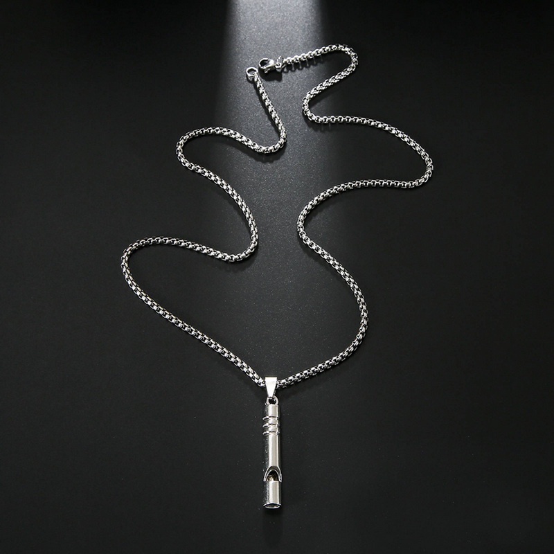 Dây chuyền bằng thép không gỉ mạ bạc mặt hình chữ nhật / hình chiếc còi phong cách thời trang cho nam WC063 # 5040