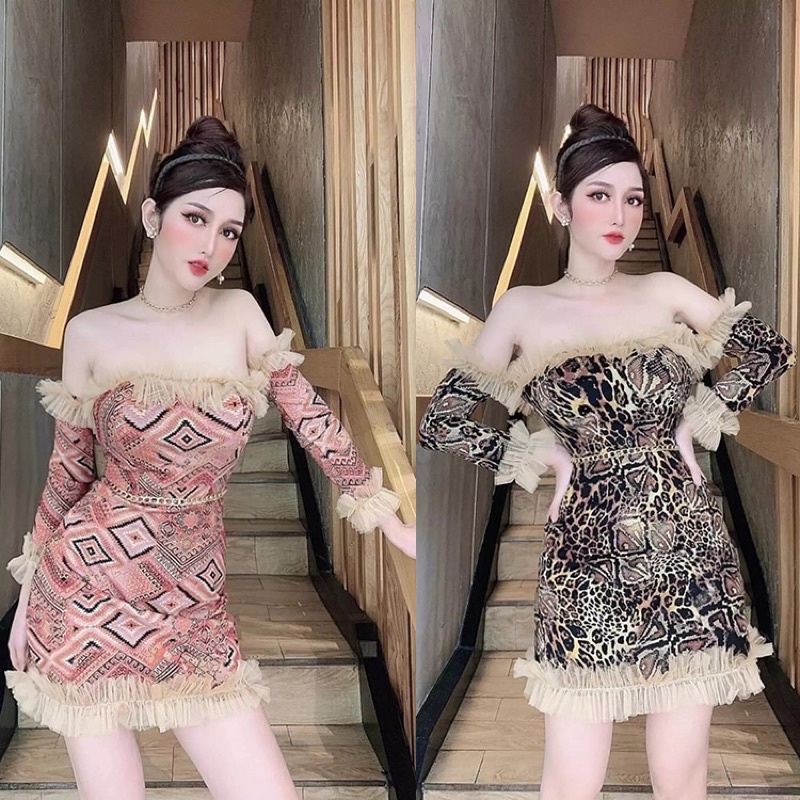đầm ôm body sexy phối lưới cúp ngực