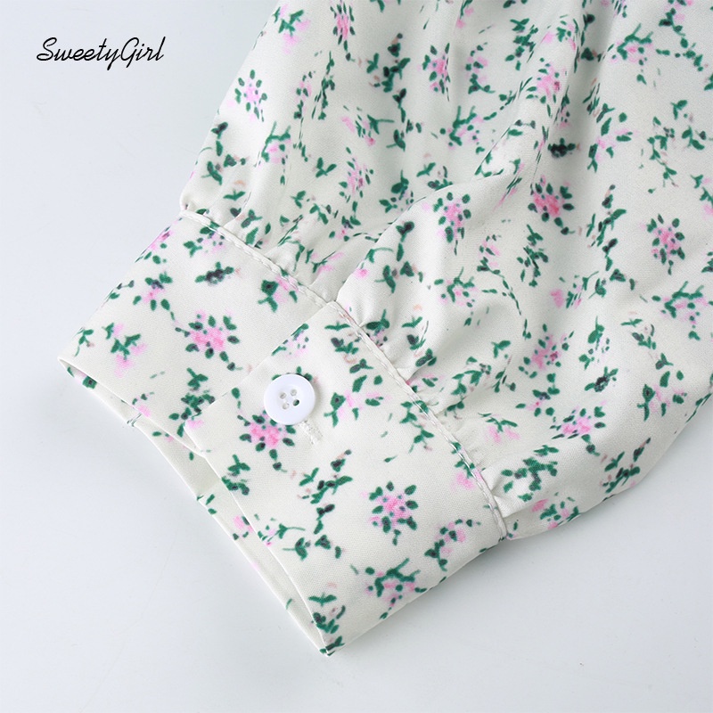 Đầm Ôm Tay Ngắn Phồng Cổ Chữ V In Họa Tiết Hoa Thời Trang Dành Cho Nữ