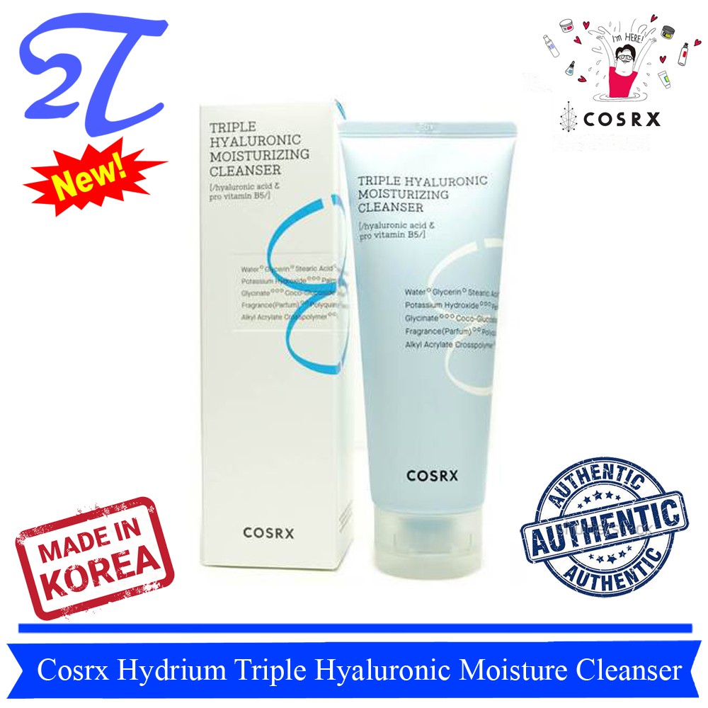 Sữa rửa mặt cấp ẩm phục hồi da khô COSRX Hydrium Triple Hyaluronic Moisture Cleans 150ml