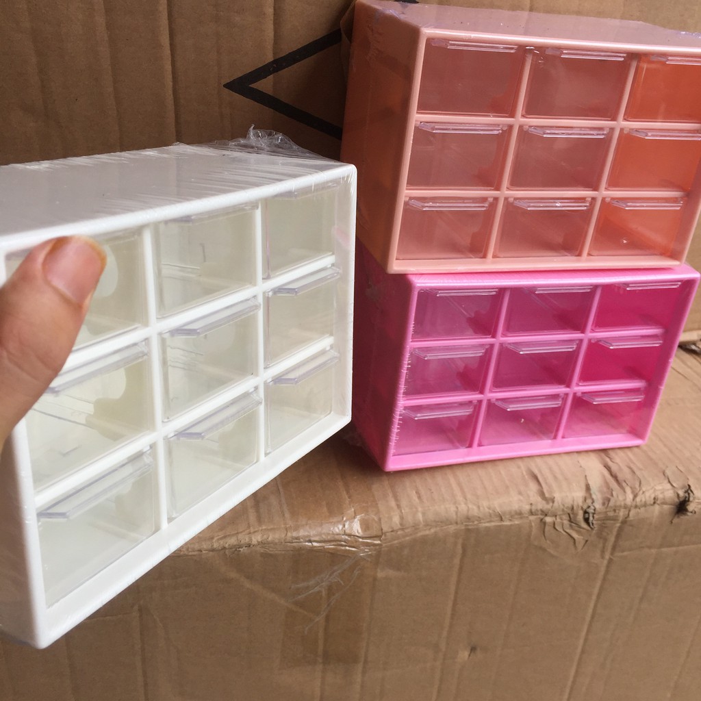 Tủ mini 9 ngăn để bàn 🔥FREESHIP🔥Tủ đựng sticker - Hộp nhựa đa năng 9 ngăn đựng đồ siêu xinh