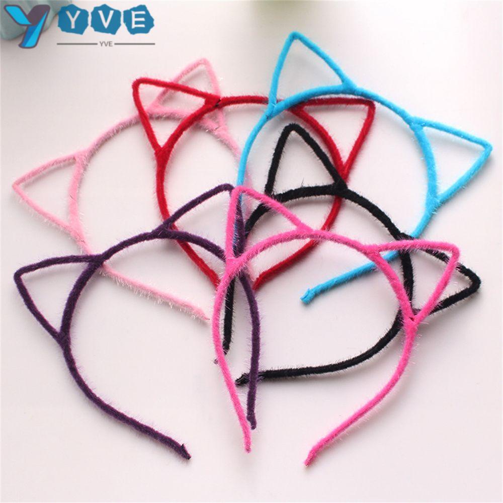 Băng đô cài tóc hình tai mèo bằng vải bông nhiều màu dùng hóa trang cho nữ