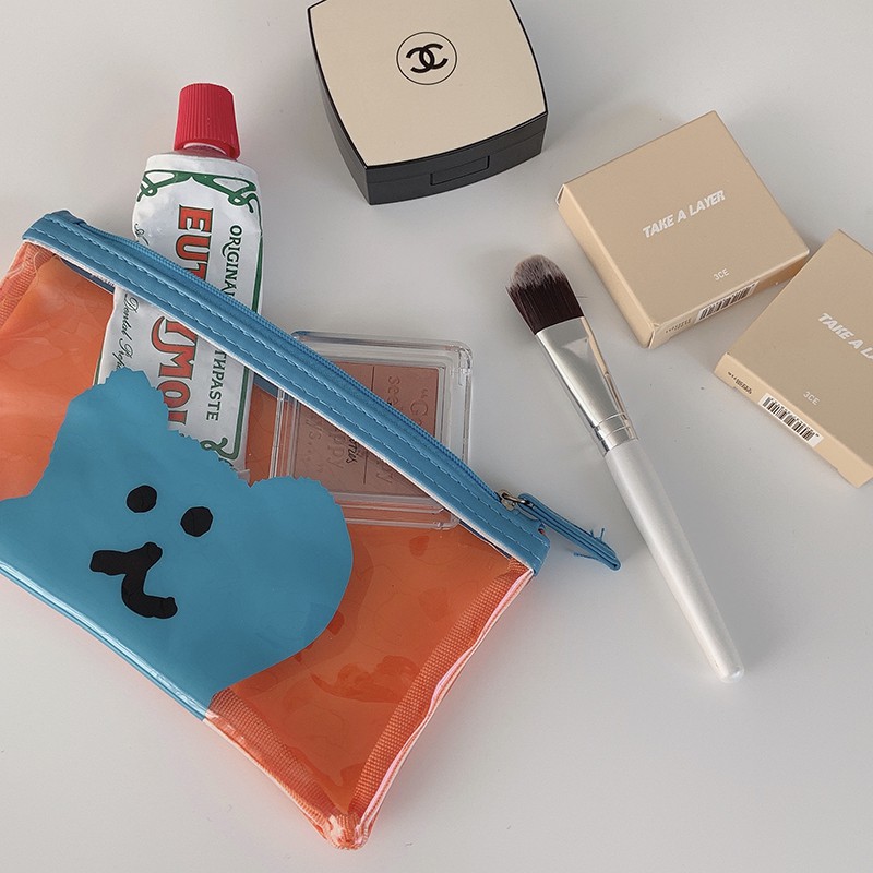 Hộp Bút, Túi Đựng Makeup Nhựa Dẻo Jelly Gấu Cute