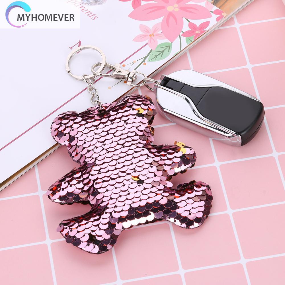 Móc Khóa Hình Gấu Đính Kim Tuyến Lấp Lánh Dễ Thương Cho Nữ