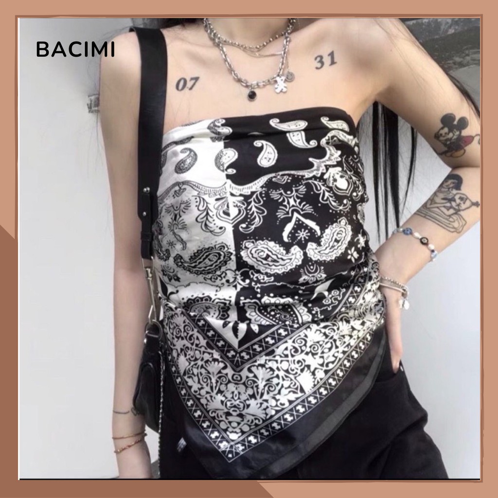 Khăn Lụa Vuông Yếm Bandana 90*90cm 6 Màu Hot Trend khăn mềm mại, đa năng BACIMI