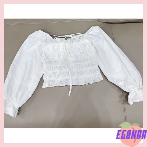 Áo croptop trắng trễ vai buộc dây cổ, Áo croptop trắng trễ vai bèo sang chảnh nàng thơ phong cách Hàn Quốc- EGD | BigBuy360 - bigbuy360.vn