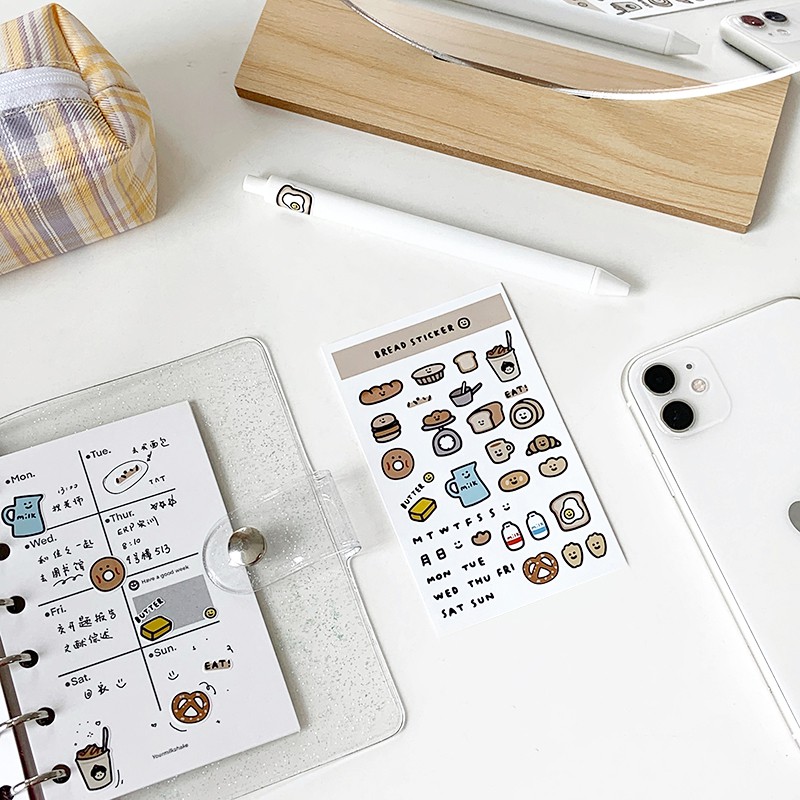 Hình dán bánh mì sữa dễ thương WINZIGE