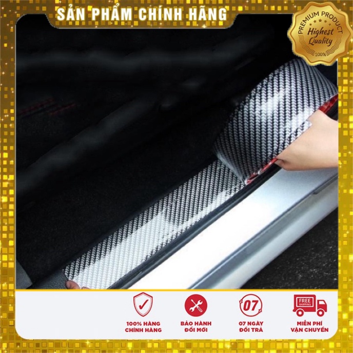 Cuộn nẹp cao su vân Carbon 5D dán chống trầy cốp xe, bậc bước chân Ô tô, xe hơi bản 5cm Dài 1m
