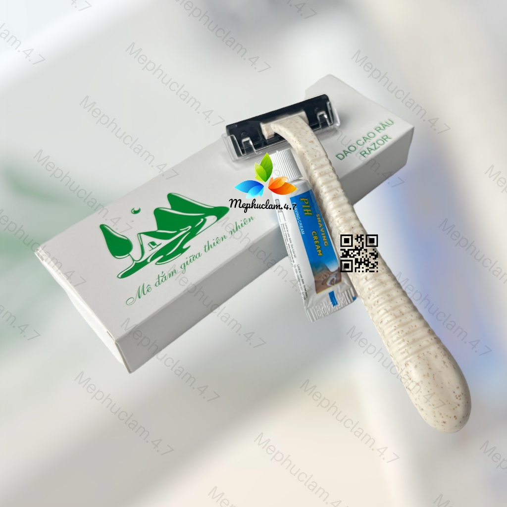 100 dao cạo râu lúa mạch mẫu 01 đựng vỏ hộp giấy (mẫu núi xanh) cho khách sạn, nhà nghỉ, villa, resort,.. MEPHUCLAM.4.7