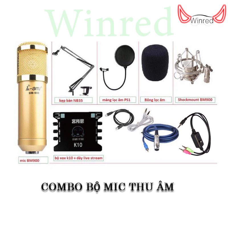 MICRO THU ÂM BM900 AMI SOUND CARD K10 CHÂN MÀNG LỌC DÂY MA2- MIC THU ÂM AMI BM900 ♥️♥️