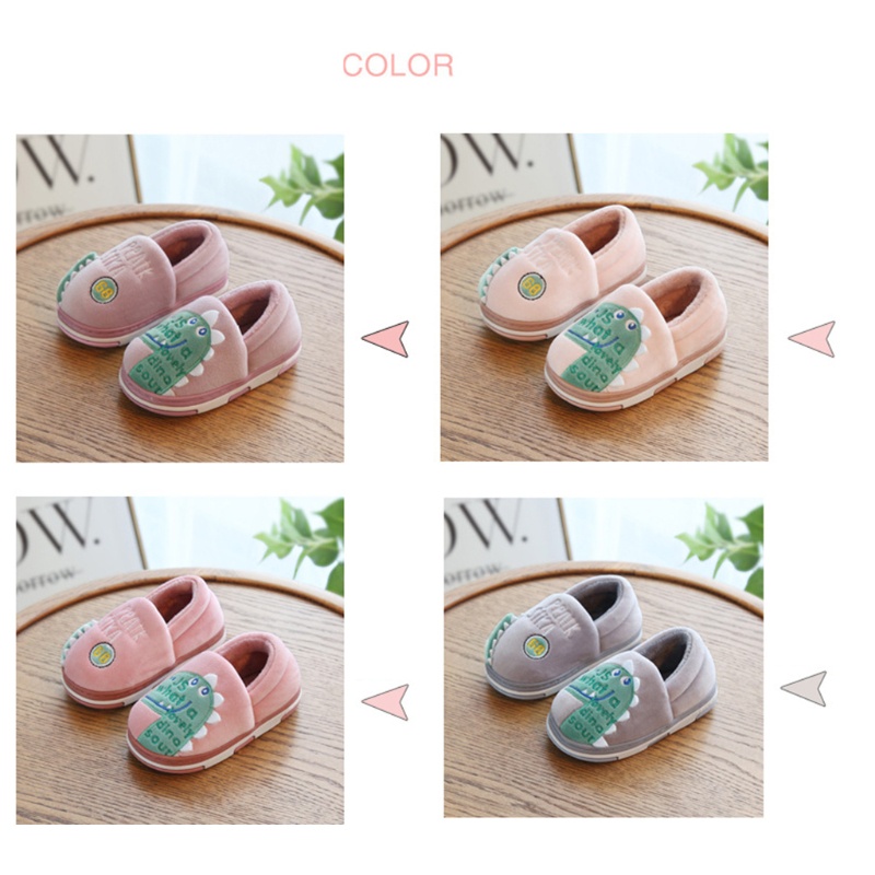 Giày Cotton Giữ Ấm Chống Trượt Hình Khủng Long Dành Cho Bé Trai Và Bé Gái