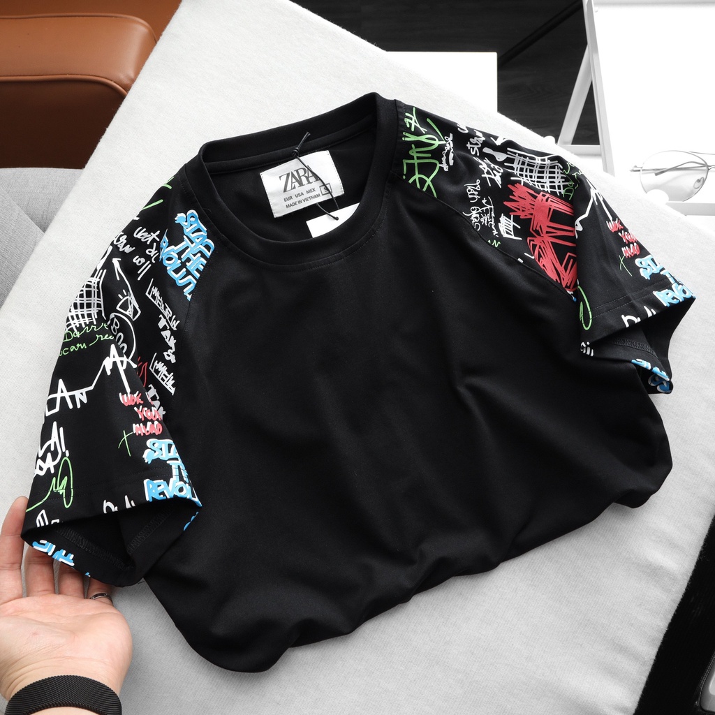 Áo Thun Nam Tay hoạ tiết cotton xuất dư form Unisex , Bigsize  - 3bros Quần Áo Xuất Khau