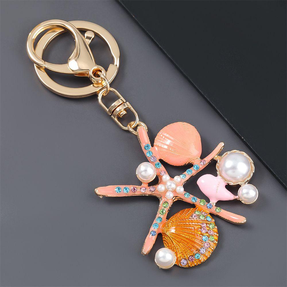 Darnell Móc Khóa Hình Vỏ Sò / Sao Biển Trang Trí Nội Thất Ba Lô Nữ. Móc Khóa Kim Loại Thời Trang