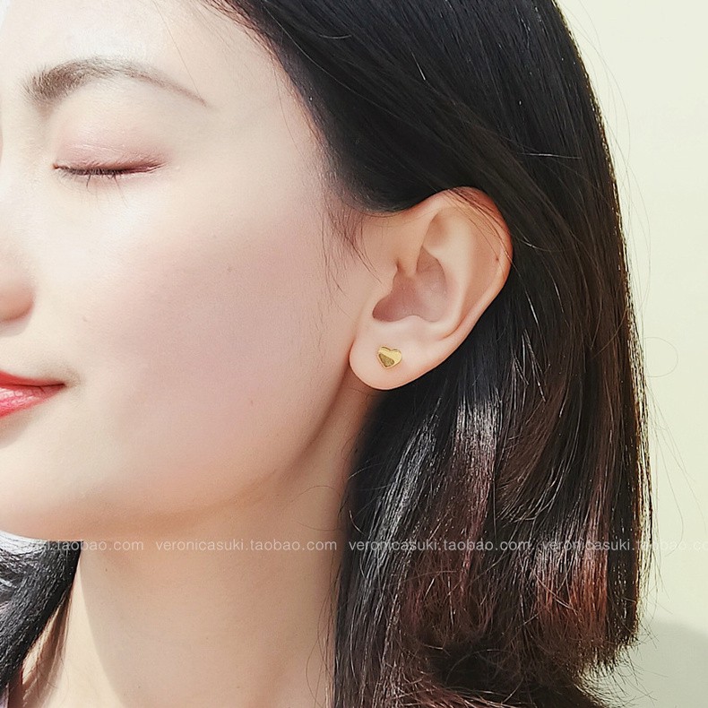 Bông Tai Mạ Vàng 18k Hình Trái Tim Xinh Xắn Cho Nữ