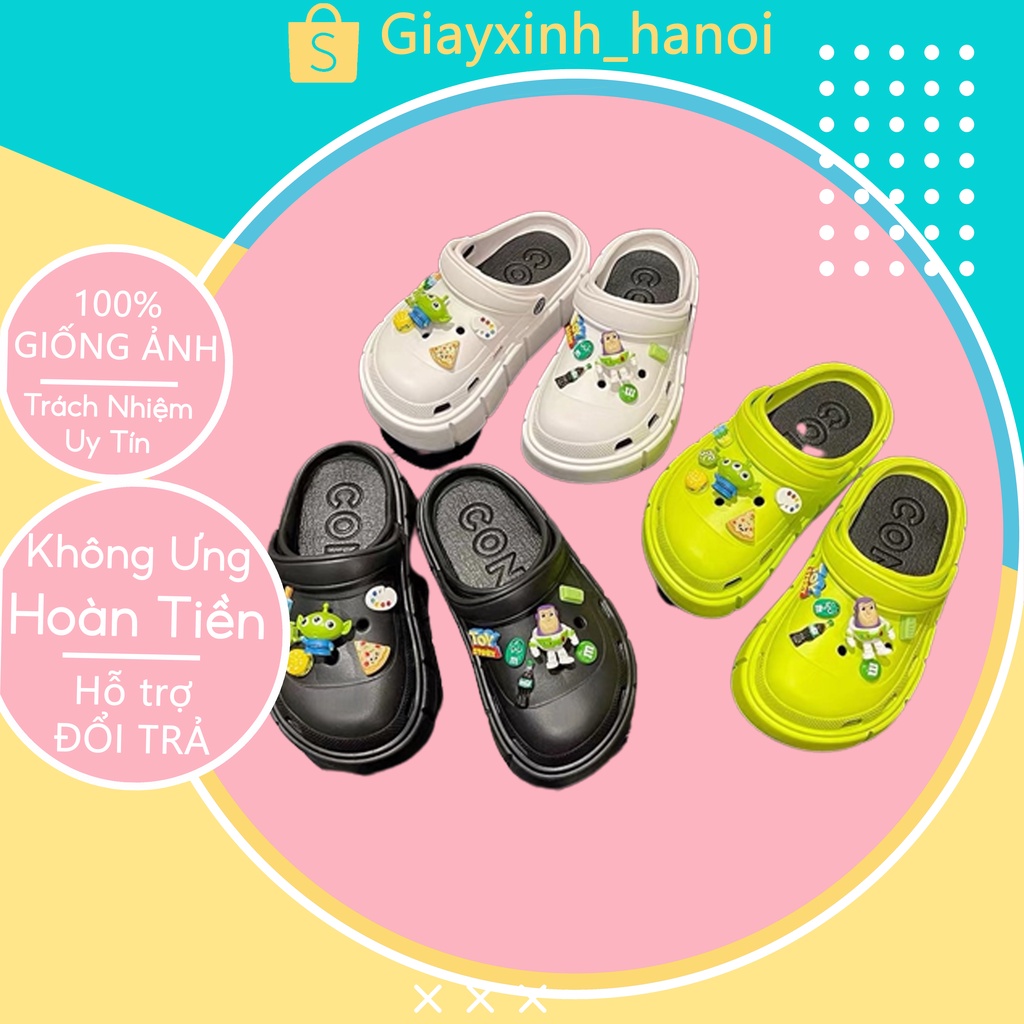 Dép Corss đế bánh mì cao 6p, Dép sục crocs quai ngang cá sấu chất liệu cao cấp Tặng sticker gắn siêu đẹp