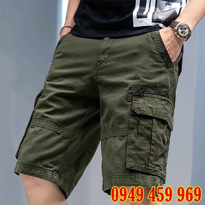 Quần Sóc Nam Kaki Túi Hộp Phong Cách Lính - Mã QS021