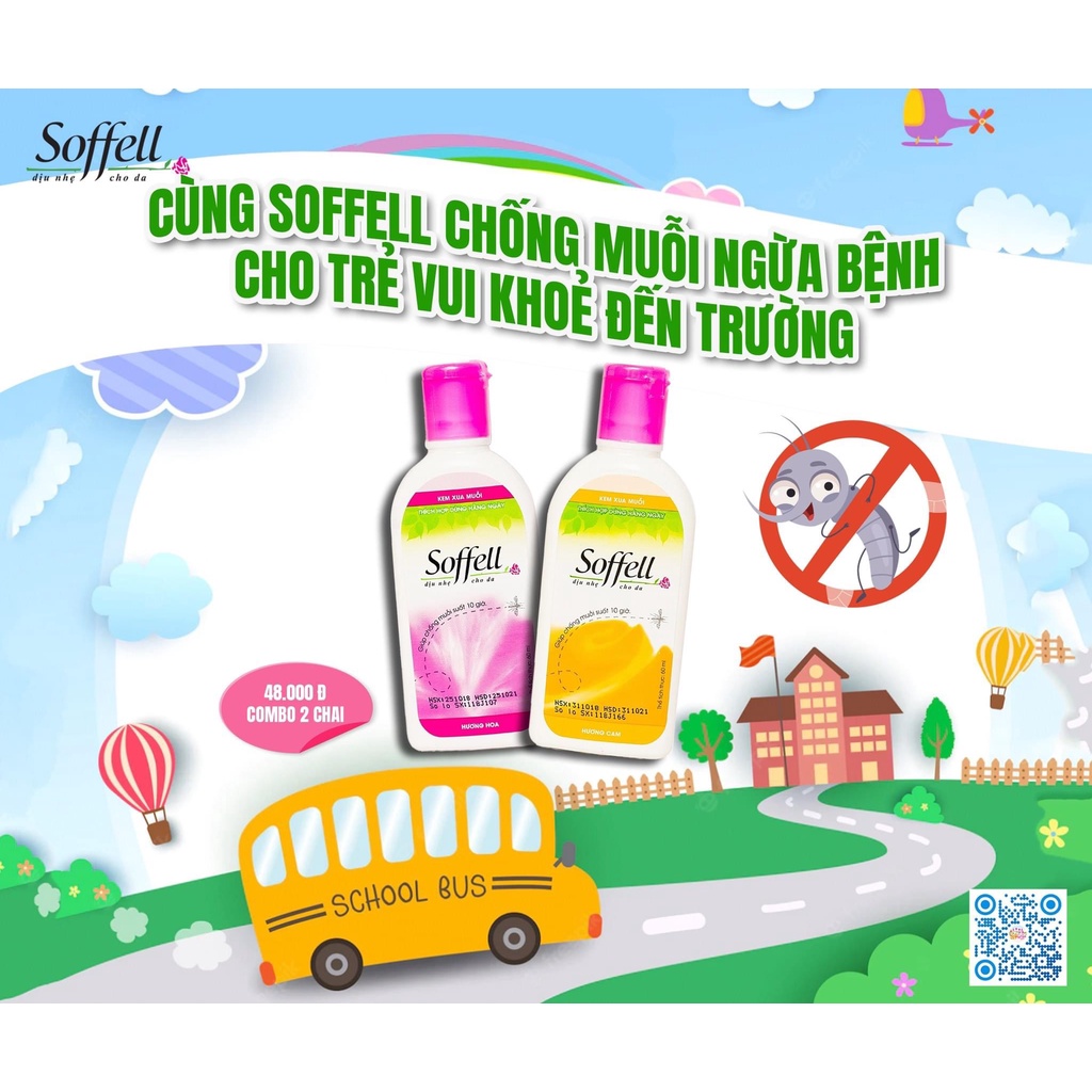 Xịt / Kem bôi chống muỗi Soffell Hương hoa, cam