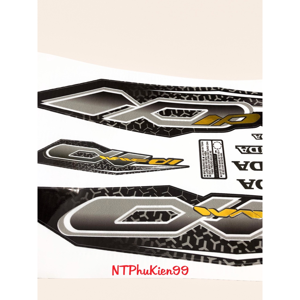 Tem Wave Zin GHÉP CROM Màu Đen  Dán cho Wave 50cc-100cc-110cc