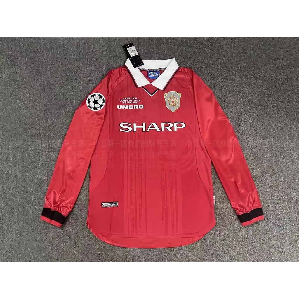 Áo Thun Bóng Đá Tay Dài Phong Cách Retro Manchester United 1999-2000