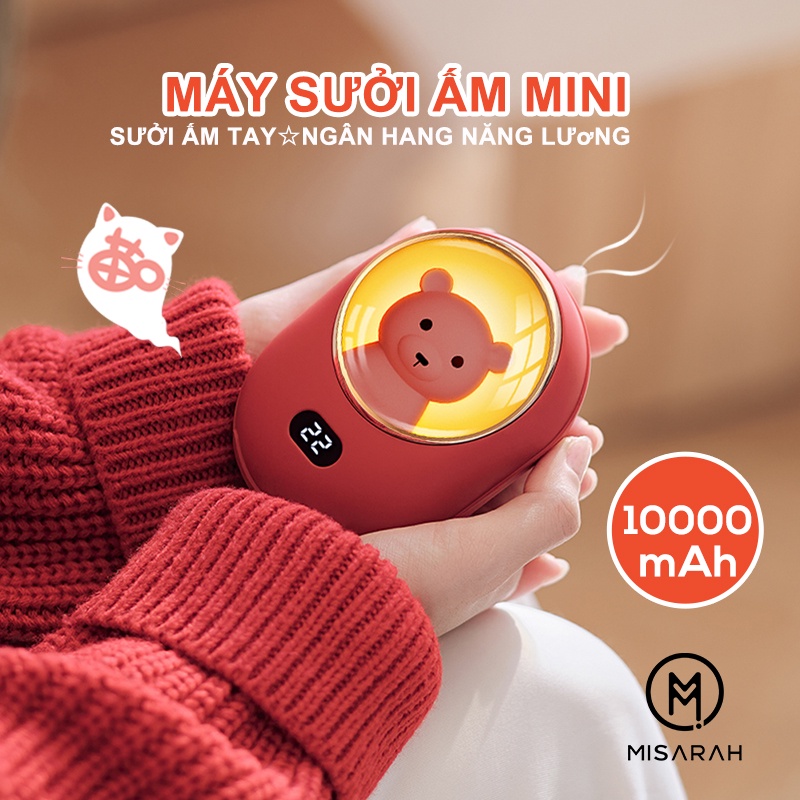 Máy sưởi ấm tay mini có cổng sạc USB 10000mAh thời trang 2021
