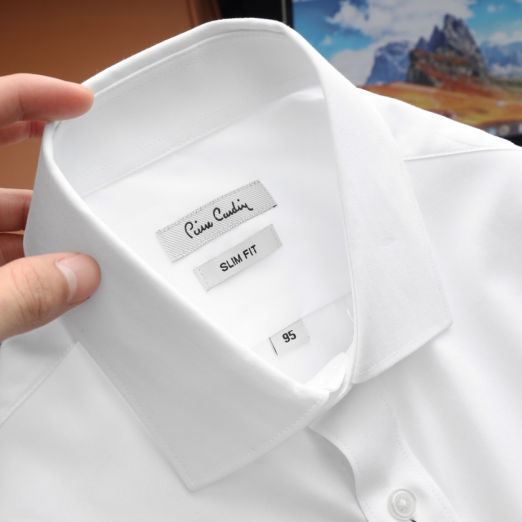 Áo Sơ Mi Nam Ngắn tay P.cardin Xuất Hàn Màu Trắng chất liệu cotton