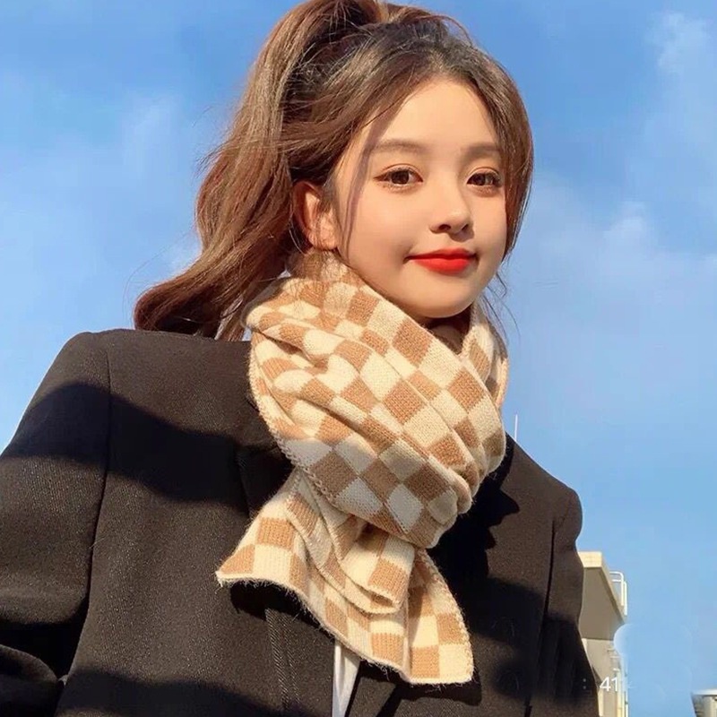 Khăn choàng cổ dệt kim kẻ sọc mềm mại giữ ấm mùa thu đông cho nam và nữ