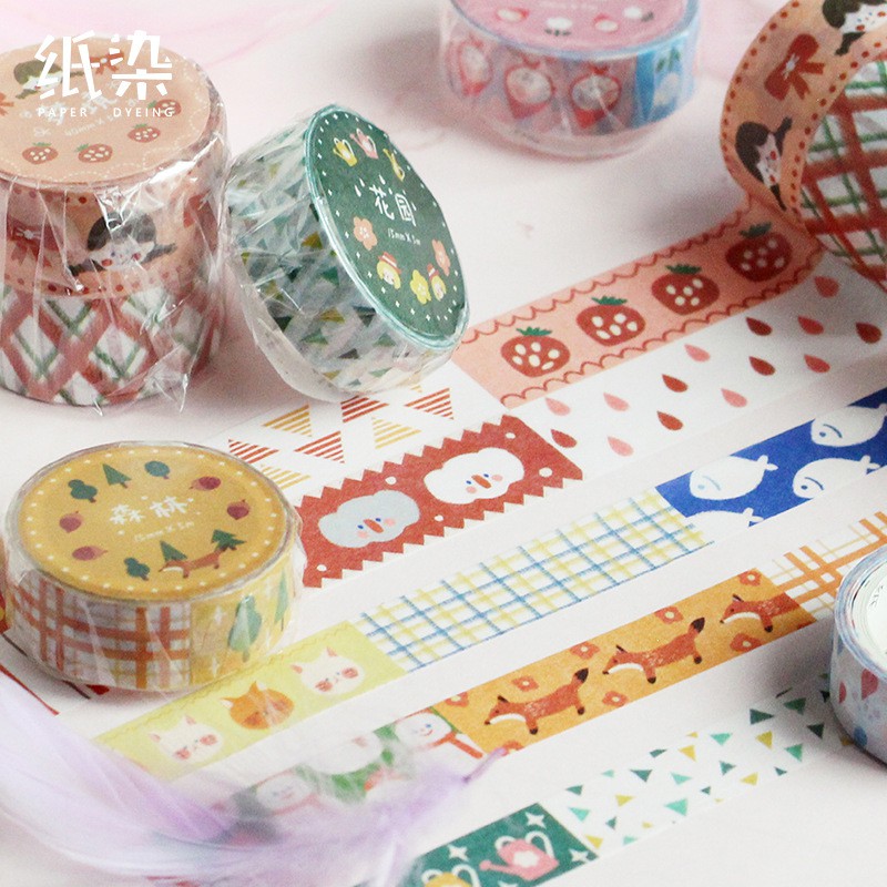 Băng dính trang trí Washi tape Paper dyeing 1 cuộn : 15mm x 5m