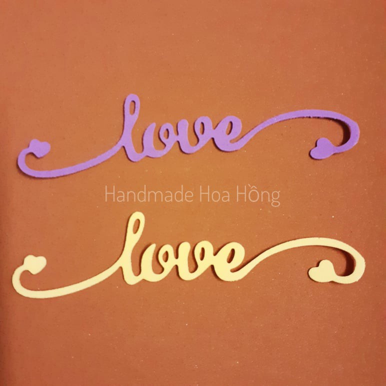 6 chữ LOVE bằng giấy xốp, 10.6x2.2cm- Hình trang trí thiệp, phong thư, bưu thiếp, bao thư, bao lì xì, giấy thủ công