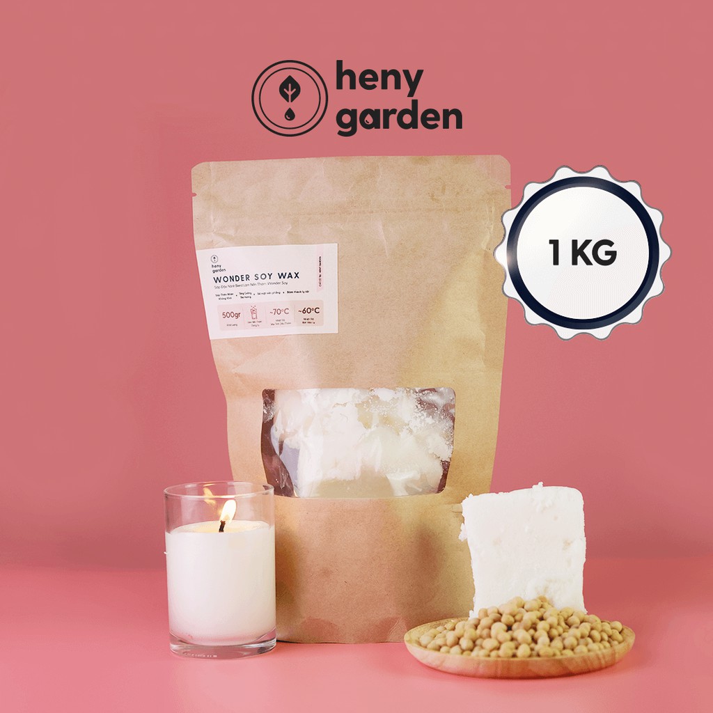 Sáp Đậu Nành Làm Nến 1KG (Soy Wax)  - Tặng Tinh Dầu Mẫu Thử – Nguyên Liệu Làm Nến Thơm Cao Cấp Heny Garden