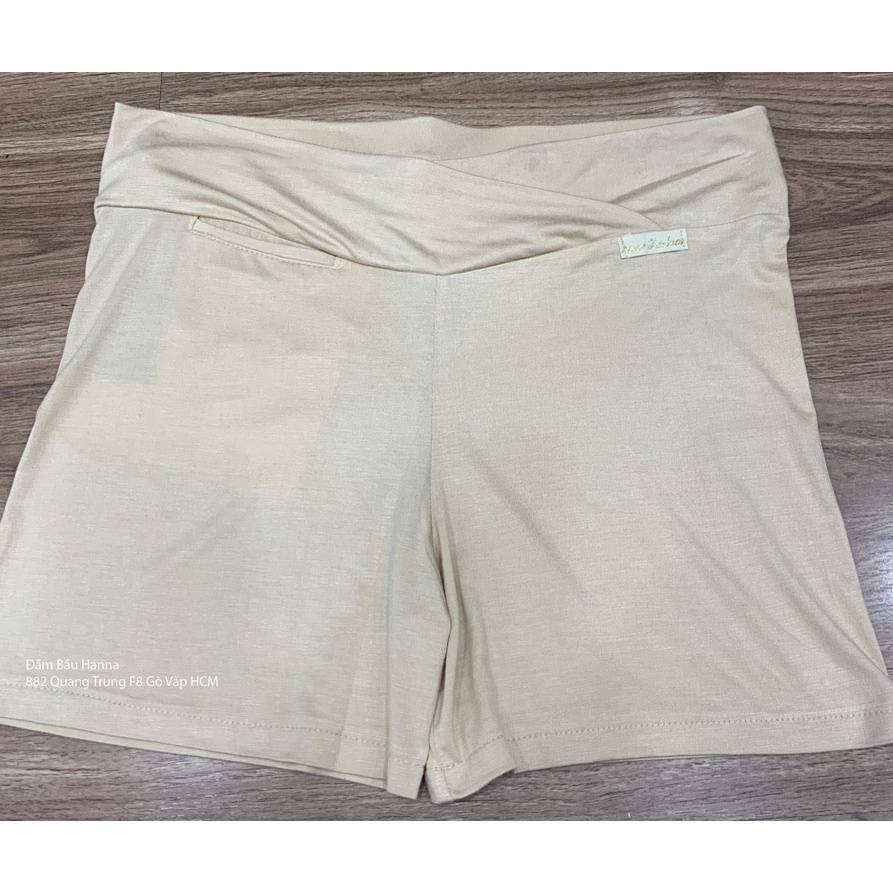 [SIZE 55-80kg] Quần đùi mặc váy bầu cạp chéo HANNA, vải cotton lạnh cao cấp mát co dãn nhiều, không bị xù, mặc rất thoải