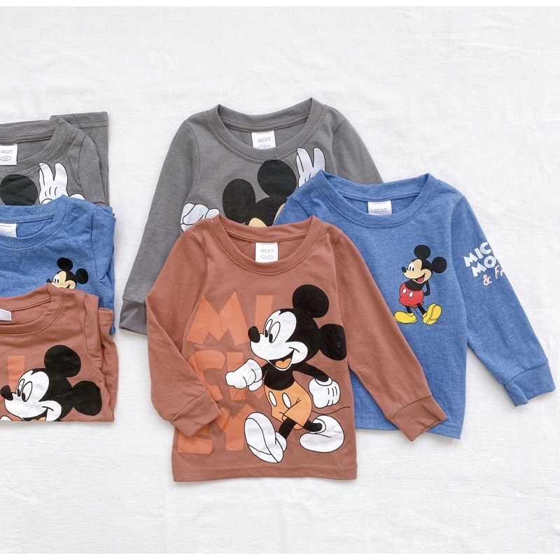 Set 3 áo dài tay cho bé trai in hình mic.key cân nặng từ 10-24 cân