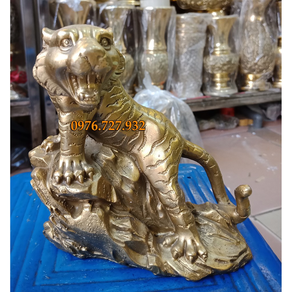 Tượng hổ đồng phong thủy cao 12cm, hổ bằng đồng, tượng hổ đồng, bán tượng hổ đồng