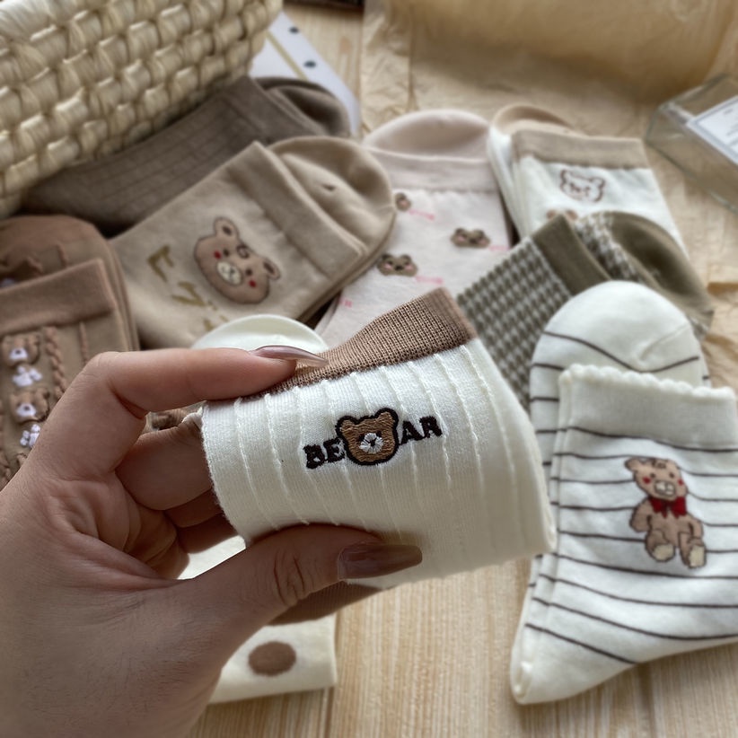 Vớ Ống Họa Tiết Gấu Hoạt Hình Phong Cách Nhật Hàn Và Nhật Bản Dễ Thương Phù Hợp Với Mùa Thu Dành Cho Nữ Sinh