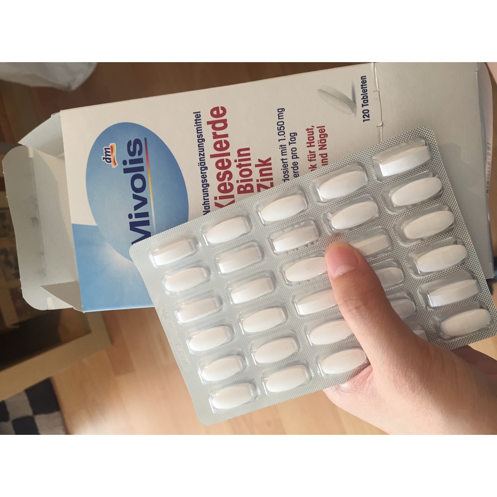 - VIÊN UỐNG MIVOLIS BIOTIN, SILICA, KIESELERDE & KẼM HỖ TRỢ MỌC TÓC, LÀM KHOẺ TÓC VÀ MÓNG  - 120 VIÊN