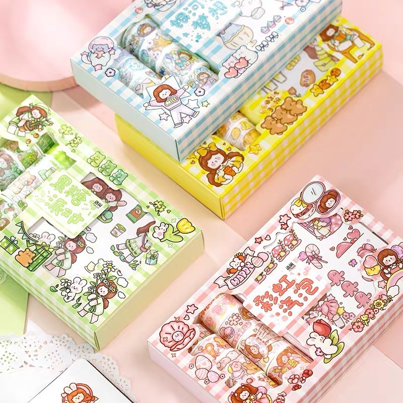 Hộp 10 cuộn washi tape và 10 tờ stickers | SWS01