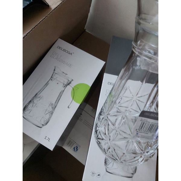 Bình thủy tinh đựng nước 1.7l, ca thủy tinh 1.7l deli glass
