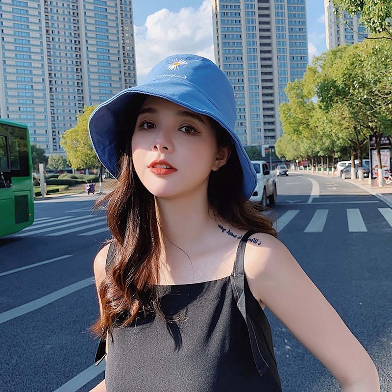 Mũ vành họa tiết hoa cúc thời trang xinh xắn cho nữ và nam