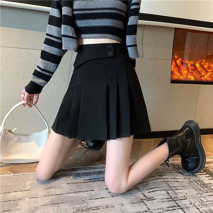 Chân váy xếp li lưng cao thiết kế đơn giản thời trang