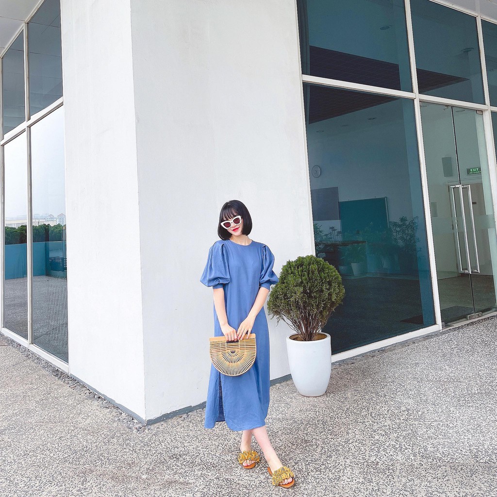 LIIN - Đầm nữ dài thiết kế tay bồng đính khuy sau lưng độc đáo | BigBuy360 - bigbuy360.vn