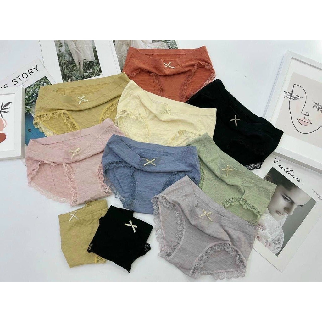 Quần Lót Nữ Cotton Thông Hơi Kháng Khuẩn Xuất Nhật Viền Ren Đính Nơ Xinh 300 | BigBuy360 - bigbuy360.vn