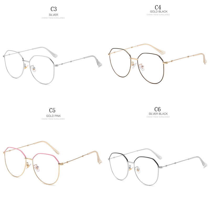 Literary Flat Light Myopia Lady Metal Frame Men Women Fashion Glasses Retro Big Frame Wild Oval Eyewear | BigBuy360 - bigbuy360.vn