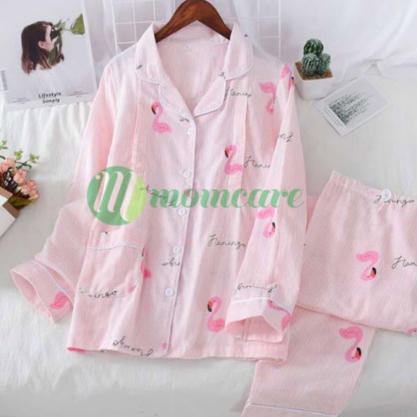 Bộ đồ bầu sau sinh và cho con bú ti XÔ NHẬT thô đũi Đẹp, mát - Pijama thời trang, Pizama mặc nhà dài tay cho mẹ Bigsize